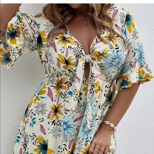 Floral tie from flounce hem